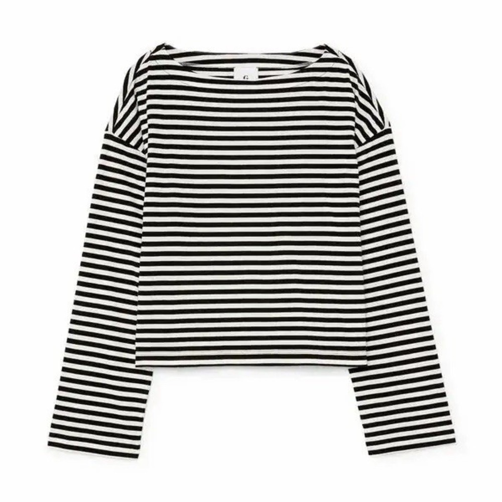 G. Label by Goop Marney French-Striped Long Sleeve Shirt 100% Cotton Size L